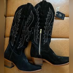 Rockem Cowgirl Boots Black Suede Size 9.5 Nwt Suede Cowgirl Boots, Cowgirl Boots Black, Black Cowgirl Boots, Art References, Cowgirl Boots, Boots Black, Black Suede, Black Boots, Women Shoes