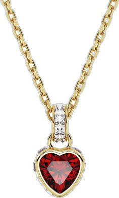 Red Heart Pendant Jewelry With Diamond Accents, Red Heart Pendant Necklace With Diamond Accents, Red Necklaces With Diamond Accents For Valentine's Day, Valentine's Day Red Necklace With Diamond Accents, Short Pendant Necklace, Heart Crystal, Dillard's, Red Heart, Pendant Necklace