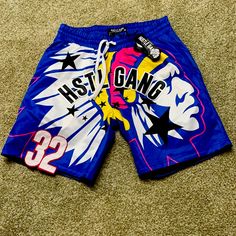 Hustle Gang Shorts Excellent Condition Size Small Blue Athletic Shorts With Built-in Shorts For Summer, Blue Sports Shorts For Summer, Summer Sports Short Pants, Blue Athletic Shorts With Elastic Waistband For Beach Season, Blue Cotton Athletic Shorts For Summer, Blue Athletic Shorts For The Beach, Graphic Print Shorts For Beach Season, Blue Cotton Athletic Shorts For Beach, Casual Beach Bottoms With Graphic Print