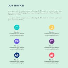 four different colored circles with the words our services in each one's middle corner