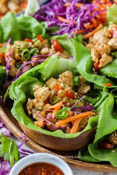 lettuce wraps filled with meat and vegetables