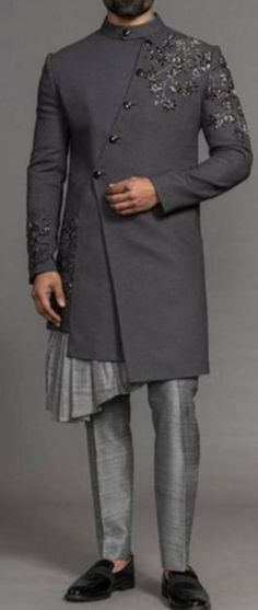 Details : Color -Grey- Any Color you may ask for...(We can make it) Fabric Important Fabric Work Details ;Embroidery Bottom Details -Grey- Pajama Package Include : Top , Bottom,, All others accessories are for photography purpose only . Just the Top and bottom available . Color variation may be there slightly , due to computer resolution and camera . Grey Sherwani For Men, Elegant Gray Festive Traditional Wear, Elegant Gray Kurta For Eid, Elegant Floor-length Sherwani For Formal Occasions, Embellished Bandhgala With Traditional Drape For Wedding, Gray Traditional Wear For Eid Wedding, Embellished Fitted Kurta For Wedding, Fitted Embellished Wedding Kurta, Gray Traditional Wear With Dupatta For Wedding