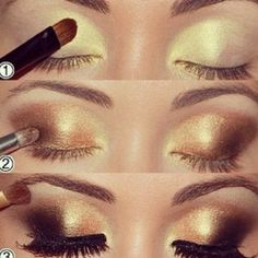 Brown eyeshadows for greek goddess costume Make Up Gold, Gold Smokey Eye, Make Up Studio, Best Makeup Tutorials, Fixing Spray, Smoky Eyes, Beauty Make-up, Gold Eyes