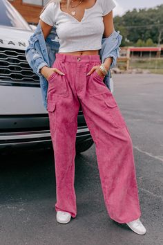 - These corduroy pants have trendy style and flair! - Unlined corduroy material - A high waistline with belt loops, a hidden zip fly, and button closure - Functional side pockets as well as low buttoned cargo style pockets - Back faux pocket accent flaps - A relaxed silhouette that ends in wide floor length hemlines Corduroy Cargo Pants, Corduroy Material, Black Curves, Cargo Style, Trendy Style, Women Clothing Boutique, Corduroy Pants, Online Womens Clothing, Boutique Clothing