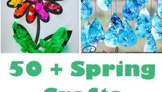 the words 50 + spring crafts and activities for kids