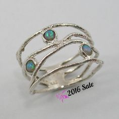 Opal ring. Sterling silver opal ring. wave by STarLighTstudiO3 Sterling Silver Opal Ring, Wide Silver Ring, Silver Opal Ring, Wave Ring, Opal Ring, Opal Jewelry, Pretty Jewellery, Opal Rings, Handmade Ring