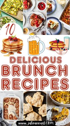 delicious brunch recipes are featured in this collage