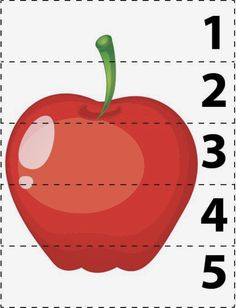 a red apple on a white background with numbers