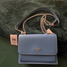 Nwt - Coach Mini Klare Crossbody - Racer Blue For Reference, In The Mirror Pic I Am 5'1" Saddle Bag Purse, Blue Coach, Brown Leather Crossbody Bag, Satchel Tote Bag, White Shoulder Bag, Coach Tote, Leather Saddle Bags, Brown Leather Shoulder Bag, Coach Shoulder Bag