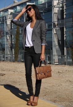 Parisienne Chic, Rocker Girl, Dream Outfits, Cool Summer Outfits, Blazer Jeans, Blazer With Jeans, Work Ideas, Business Attire