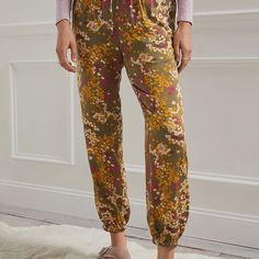 Anthropologie Claudette Floral Joggers Comfy And Sweet, These Floral Joggers Feature Hues Reminiscent Of A Setting Summer Sun - Bringing A Bit Of Fanciful Delight To Cooler Days. Rayon Drawstring Waist Side Slant Pockets Pull-On Styling Hand Wash Imported Dimensions Petites: 12.75" Rise 26" Inseam 5.25" Leg Opening New With Tag! Fall Floral Print Loungewear Bottoms, Floral Print Fall Bottoms For Loungewear, Floral Print Fall Loungewear Bottoms, Floral Print Bottoms For Fall Loungewear, Fall Floral Print Loungewear Pants, Floral Print Loungewear Pants For Fall, Casual Floral Print Pants For Daywear, Casual Floral Print Pants, Stretch Floral Print Bottoms For Daywear