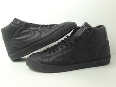 Very Rare Vintage Blackout Nike Blazer Premium. Men's Size US 12.  Soft quality leather uppers. Very Rare 2003 release. See tag. Not the slightly more common 2002 release.  Shoes in good pre-owned condition. Soles show very little wear. See photos.  No box. Nike Urban Leather High-top Sneakers, Nike Leather Urban High-top Sneakers, Nike Leather Skate Shoes With Gum Sole, Vintage Nike Leather Skate Shoes, Vintage Leather Skate Shoes, Vintage Leather Lace-up Skate Shoes, Nike Classic Leather High-top Sneakers, Nike Leather High-top Sneakers With Abzorb Midsole, Nike Leather Skate Shoes With Vulcanized Sole