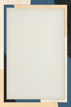 an empty white square frame on a blue and beige background