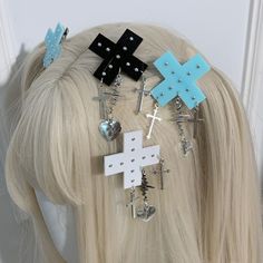 Home 💜 sugarplum · y2k, coquette, egl, cosplay fashion and home decor store 💜 Powered by Storenvy Decora Style Accessories, Cross Hair Accessories, Maximalist Hair Accessories, Vkei Jewellery, Harajuku Hair Clips, Kawaii Earmuffs, Decora Hair Clips, Pastel Goth Accessories, Decora Hair