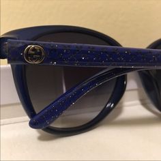 Blue Gucci Sunglasses Never Worn. In Perfect Condition! Blue Gucci Sunglasses With Gradient Lenses, Gucci Blue Sunglasses With Gradient Lenses, Trendy Blue Gucci Sunglasses, Designer Blue Sunglasses With Gradient Lenses, Elegant Blue Sunglasses With Uv Protection, Elegant Blue Sunglasses, Elegant Blue Polarized Sunglasses, Blue Sunglasses With Uv Protection For Formal Occasions, Formal Blue Sunglasses With Uv Protection