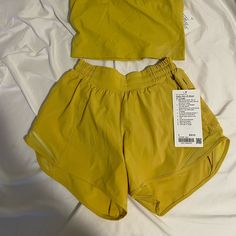 Beautiful Bright Sunny Yellow Color Kind Hard To Describe The Color Perfect Shorts Just Don’t Fit Me I Have A Matching Tank If You Want To Bundle Together Yellow Athleisure Activewear For Running, Summer Athletic Fit Bottoms For Light Exercise, Functional Yellow Activewear For Summer, Yellow Summer Training Activewear, Yellow Summer Activewear For Training, Yellow Stretch Athletic Shorts For Yoga, Yellow Summer Sportswear Activewear, Yellow Activewear With Built-in Shorts For Training, Yellow Summer Sportswear