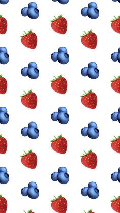 strawberries and blueberries on a white background