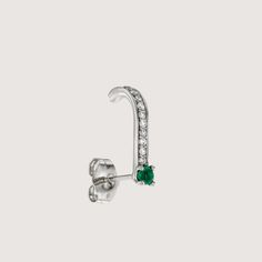 One of the special earrings you will have in your jewelry box. A gold clip inlaid with 10 diamonds with a rounded end that is anatomically adapted to the structure of the ear, creating a special and sparkling look. At the bottom of the earring is embedded a 2.5 mm emerald that adds desirability to the overall look. The earring is inspired by the buttons and cuffs that make up the female suit and is part of the TAILORED collection The earrings are sold as singles All features can be customized! Please contact us if you wish to make changes, we love making custom designs. All of our jewelry is carefully handmade in our atelier. *HC diamond are all conflict-free diamonds To order by phone 972-72-2991000 Special Earrings, Female Suit, Letter Bracelet, Gold Clips, The Ear, Pendant Rings, Bracelet Collection, Girls Earrings, Diamond Bracelets