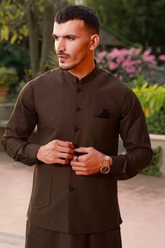 Premium Blended Fabric  Color Chocolate Brown Italian Thread  Patch work Metal Buttons Finest Stitch Branded Design Party Wear Wedding Collection Custom Sizes are also available. Classic Fitted Lawn Suit For Formal Occasions, Classic Fitted Lawn Suit For Formal, Fitted Kurta With Set-in Sleeves For Wedding, Fitted Wedding Kurta With Set-in Sleeves, Fitted Long Sleeve Lawn Suit For Semi-formal Occasions, Formal Long Sleeve Brown Kurta, Brown Long Sleeve Sets For Wedding, Wedding Kurta With Set-in Sleeves For Eid, Formal Long Sleeve Kurta With Set-in Sleeves