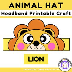 an animal hat with the word lion on it's front and bottom corner, in yellow