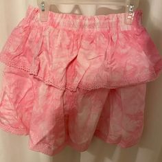 Pink Ruffle Skirt Womens Sm Nwot. Worn Once No Flaws Relaxed Tiered Skirt For Spring, Fitted Mini Skirt With Ruffles, Short Ruffled Skirt Bottoms, Spring Skirted Bottoms With Layered Hem, Summer Skirted Skort With Ruffles, Summer Ruffle Hem Mini Skirt, Ruffled Skirted Skort For Summer, Spring Mini Ruffled Skirt, Flowy Short Skirt With Ruffles