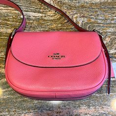 Never Used With Tags Macie Shoulder Bag In Watermelon; Stored In Smoke Free Home Pink Coach Bag As Gift, Coach Bags With Removable Pouch As Gift, Coach Leather Bags As A Gift, Coach Crossbody Shoulder Bag Gift, Coach Crossbody Shoulder Bag For Gift, Coach Bags Perfect As Gifts, Coach Bags Perfect For Gifts, Coach Bag For Gift, Coach Satchel Shoulder Bag Gift