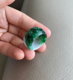 🌈 Jadeite Jade Ring, Size US 10, Light Green 🌷 Untreated Natural Jadeite Jade/ Grade A Jade 🌷 Certified : YES 🌷 Jade from Myanmar/ Burma 🌷 Sizing Ring : US 10 🌷 Inner diameter : ~19.9mm 🌷 Width : ~13.1mm 🌷 Color : Light Green 🌷 Free standard shipping from Hong Kong with tracking included 🌷 Take approximately 7-21 days to arrive worldwide Handmade Fine Jewelry Gemstones, Green Natural Stones Ring, Green Rings With Natural Stones, Round Green Gemstones For Wedding, Emerald Rings With Natural Stones, Jade Jewelry With Natural Stones, Carved Fine Jewelry Rings, Round Emerald Rings With Natural Stones, Jade Gemstone Jewelry