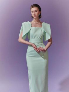 Tulip Balloon, Draping Dress, Green Ruffle Dress, Ruffles Dress, Diy Fashion Clothing, Slim Dress, Slim Dresses