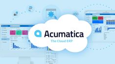 two computer screens with the word acunatica on them and an image of a cloud