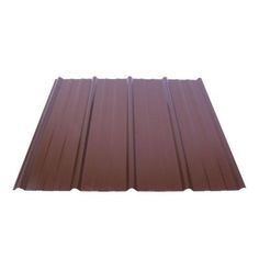 a metal roofing sheet with brown tinting on the top and bottom, against a white background