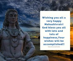 a buddha statue sitting on top of a beach next to the ocean with a quote about wishing you all a very happy maha