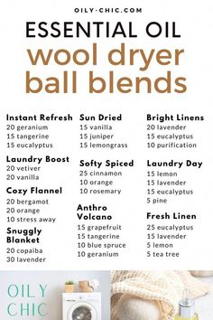 Diffuser Recipes, Wool Dryer Balls, Homemade Cleaning Products