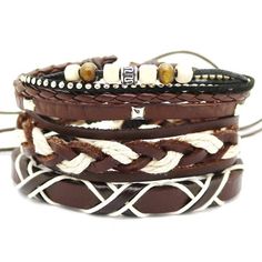 Bracelet 1 Set 4PCS multi-layer leather bead bracelet wrap Trendy Brown Bracelet As Fashion Accessory, Trendy Brown Bracelets As Fashion Accessory, Trendy Brown Wrap Bracelet Gift, Trendy Brown Leather Bracelet, Trendy Adjustable Brown Leather Bracelet, Handmade Trendy Brown Wrap Bracelet, Trendy Handmade Brown Wrap Bracelet, Adjustable Brown Multi-strand Wrap Bracelet, Trendy Multicolor Leather Jewelry