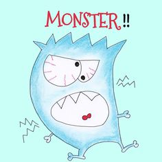 a drawing of a monster with the words monster on it's face and eyes