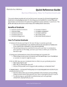 This is one of the strategies I used to recover from burnout. This one page Quick Reference Guide will teach you how to practice gratitude so you can recover from burnout. #burnout recovery Work Wellness, Increase Energy Levels, Show Appreciation, Positive Emotions, Improve Sleep, Practice Gratitude, Energy Level, Blood Pressure