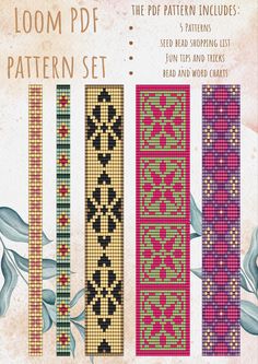 the loom - pe pattern set includes four different designs, each with an individual design