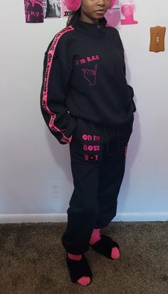 Step up your fashion game with the B.A.E Women's Oversized Tracksuit! This cute and comfy sweat suit is perfect for ladies making boss moves who want to do it in style and comfort.  Crafted from a high-quality 65% cotton and 35% polyester blend fabric, this tracksuit is both durable and comfortable. The half-zip baggy style sweatshirt is designed to be oversized, providing a relaxed look that's perfect for lounging around the house or running errands.  The B.A.E Women's Oversized Tracksuit comes in four trendy colors: Beige, Lavender, Black, and Pink - choose the one that best reflects your personality! The embroidered pattern on this tracksuit adds an extra touch of sophistication to your look while keeping it simple enough for everyday wear. This tracksuit comes in USA women sizes so you Oversized Tracksuit, Boss Moves, Womens Pajama, Track Suits, Comfy Sweats, Sweat Suit, Pyjama Sets, Baggy Style, Style Sweatshirt