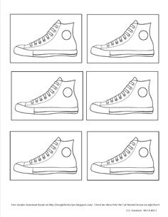 four different shoes are shown in this worksheet for children to learn how to draw them