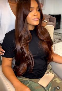 Dark Chocolate Hair On Black Women, Chocolate Burgandy Hair, Fall Hair Colors For Mixed Women, Copper Brown Hair Dark Skin, Hair Color For Cool Undertones Skin, Auburn Hair On Asian, Toasted Hazelnut Hair Color, Chocolate Brown Hair On Light Skin, Dark Hair Black Women