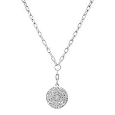 Let me introduce you to the diamond pendant lariat of my dreams! This necklace is substantial in size and sparkles. Just you weight and see how this gem feels when worn. She is every neck-mess lovers dream! Available in 14k yellow, rose, or white gold .47ctw diamonds Diamond disk measures 12.15mmin diameter Necklace measures 16" long Lobster clasp By Curated by AB Silver Diamond Cut Lariat Necklace, Silver Fine Jewelry Lariat Necklace With Diamond Cut, Fine Jewelry Silver Diamond Cut Lariat Necklace, Silver Diamond Cut Lariat Necklace In Fine Jewelry Style, Silver Diamond Necklace With Detachable Pendant, Silver Diamond Lariat Necklace With Adjustable Chain, Silver Lariat Diamond Necklace, Silver Diamond Lariat Necklace, Silver Lariat Diamond Necklace With Adjustable Chain