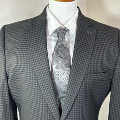 Gently Used (Actually Looks Brand New- Pockets Still Sewn Shut) J. Ferrar Blazer Suit Coat In Dark & Medium Grey Houndstooth Check Design, Double Vent Contemporary 2-Button Blazer With 3 Pockets- All 3 Are Still Sewn Shut. Jacket Has 3 Inside Pockets As Well, One With Button Flap. Slim Fit 42r. But Please Double Check Measurements: All Measurements Taken On Item Laying Flat: Shoulder To Shoulder: 18” Pit To Pit: 21” Waist: 19.5 (Circumference 39”) Hem: 22.5 (Circumstance 45”) Length: 29” Sleeve Tailored Business Blazer With Houndstooth Pattern, Gray Single Breasted Suit For Office, Gray Single-breasted Suit For Office, Business Casual Houndstooth Suit With Notch Lapel, Business Casual Suits With Houndstooth Pattern And Notch Lapel, Business Casual Notch Lapel Suits With Houndstooth Pattern, Tailored Houndstooth Suits For Business Casual, Gray Tailored Suit And Tie Accessories For Business, Tailored Gray Suit For Office Wear