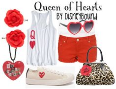 Disney Bound Queen of Hearts Alice In Wonderland Villians Disneybound, Disneybounding Outfits, Disneybounding Ideas, Disneybound Ideas, Alice In Wonderland Outfit, Disney Bound Outfits Casual, Disneybound Outfits, Queen Of Hearts Alice, Disney Dress Up