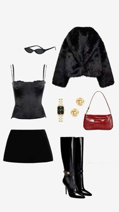 New Years Eve Outfits College, All Black Outfit For Party, Bartender Outfit, Bar Clothes, Rich Outfits, Academia Aesthetic Outfit, Casual Outfits For Teens, Shein Outfits, Event Outfit