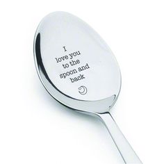 i love you to the sprout and back spoon with engraved message on it