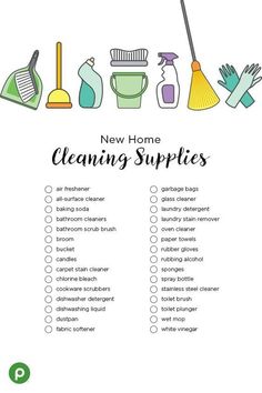 the new home cleaning supplies list