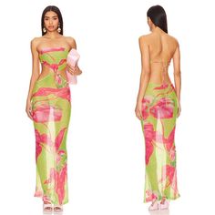 Retrofete Lime Anthurium Fontelina Mohair Knit Floral Cutout Maxi Dress Size Xs Is Brand New And Has Never Been Worn!Featuring: Unlined Pull-On Styling With Back Tie Closure Bodice And Back Cut-Out Lightweight Open Knit Fabric Measurements Below: Bust: 19” Has Adjustable Tie Back Can Be Extended Or Tightened Waist: 13.25” Has Light Stretch Length: 50” Strappy Maxi Dress, Mohair Knit, Full Length Gowns, Cutout Maxi Dress, Silk Dyeing, Maxi Wrap Dress, Open Knit, White Maxi Dresses, Silk Chiffon