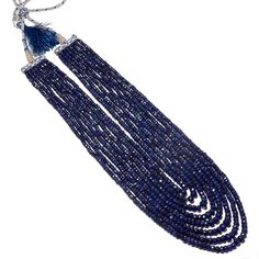 "This listing is for Multi Layer Sapphire Necklace, Blue Sapphire Beads, Faceted Rondelle Beads, 3.5mm To 5mm Beads, 16-22 Inch Strand, 8 Strnads, SKU-B123. Gemstone: Blue Sapphire Size(mm): 3.5-5mm Length(inch): 17\" - 22\", 8 Strands Weight: 200gms Color: Blue ( Treated) Item Code: B123 (Measurements, number of pieces and weight are close to approximation.) 100% Genuine Great quality for making Necklace , Earrings, Bracelet or any other jewelry. My mission is to supply authentic and other wide Elegant Blue Beaded Necklace With Faceted Beads, Elegant Hand-strung Blue Beaded Necklaces, Elegant Blue Hand-strung Beaded Necklaces, Traditional Blue Faceted Beads, Blue Multi-strand Elegant Beads, Blue Beaded Rondelle Necklaces, Elegant Multi-strand Blue Beads, Elegant Blue Multi-strand Beads, Elegant Blue Faceted Beads