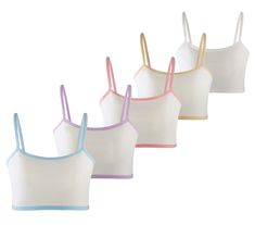 PRICES MAY VARY. [LIGHTWEIGHT & BREATHBALE]: MANJIAMEI girls training bras are made of 95% cotton and 5% spandex. Comfortable and stretchy fabric for wearing during training to make it your favorite sports bra. [NO WIRE & NO HOOK]: Pull-on closure cami crop bra, not only good as beginner bra for kids, but also perfect as a sleep bra for girls. [STRETCHY & SOFT]: Cotton training bra with stretchy under bust band, it offers full movement for girls in sports activities. The stretchy straps do not d Old Bras, Girls Sports Bras, Busted Band, Mini Bluetooth Speaker, Sleep Bra, Cotton Bralette, Crop Bra, Cotton Bras, Comfortable Bras