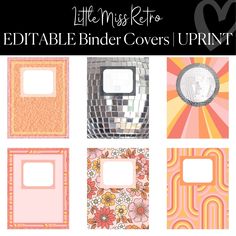 Editable and Printable Binder Covers and Spines Little Miss Retro by UPRINT Cute Binder Covers Printables, Binder Cover Ideas, Custom Binder Covers, Cute Binder Covers, Trendy Classroom, Retro Classroom Decor, Binder Decoration, School Binder Covers, Retro Classroom