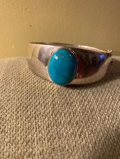 "This is a great vintage sterling silver bangle bracelet measuring 2 1/8th x 2 1/2\". Bezel set turquoise measures is about an 1\" long. Bracelet is 3/4's of an inch wide. Hidden secure safety clasp. Gorgeous robins egg blue turquoise. Stunning weighing 29gm.inside hallmark 925 China" Long Bracelet, Robin Egg Blue, Silver Bangle Bracelet, Sterling Silver Bangle Bracelets, Sterling Silver Bangle, Open Bangle, Cz Necklace, Robins Egg, Bracelet Sterling Silver